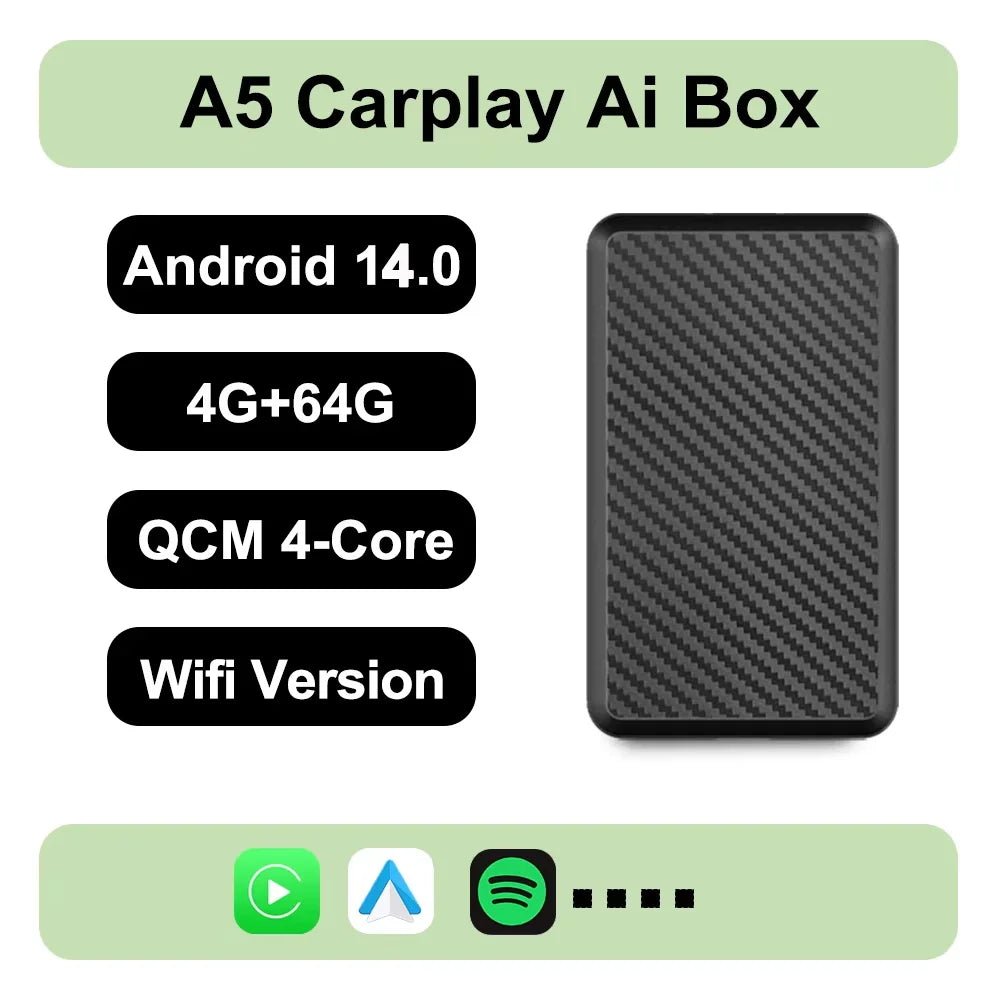 2025 New Android 14 CarPlay Ai Box 4G + 64G Wired to Wireless 3-in-1 Smart Dongle Plug and Play for YouTube Nexflit Wifi Mini Box