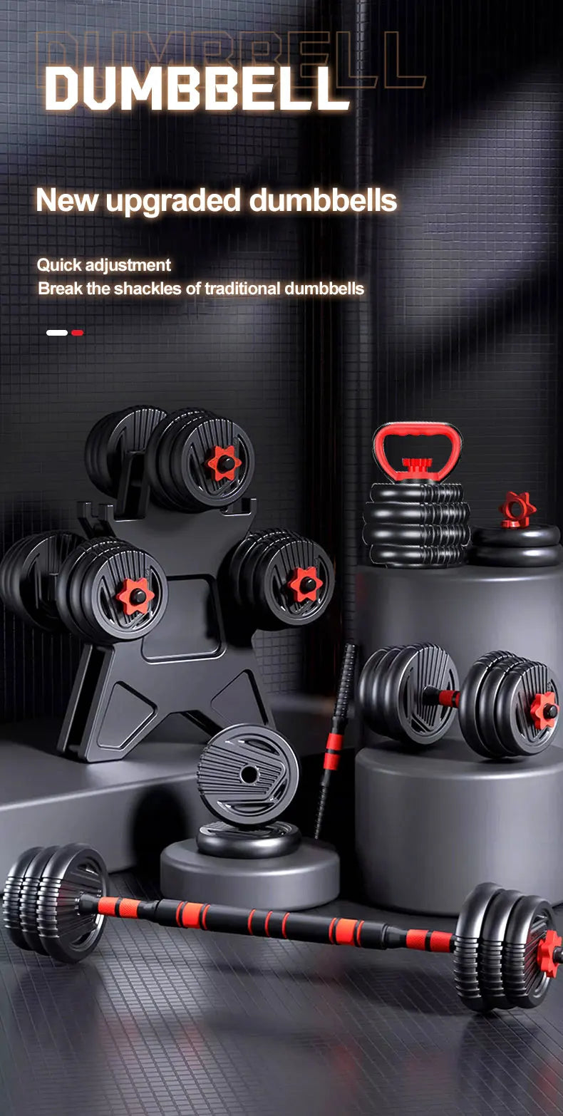 Ensemble d'haltères à poids réglable 4 en 1 22 lb – Équipement de gymnastique domestique multifonction pour hommes et femmes – Haltère convertible, Kettlebell