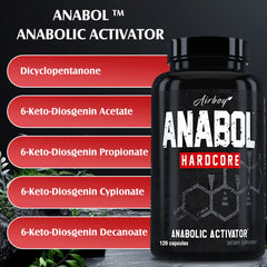 Supplément Anabol Hardcore - Aide à construire les muscles maigres, fermes et de haute qualité, favorise la croissance musculaire - 120 gélules
