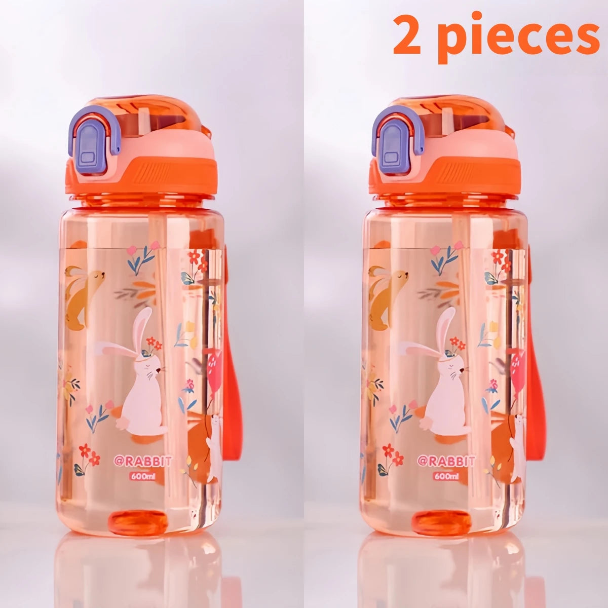 Bouteille d'eau dinosaure de 600ml pour enfants, tasse à bec avec paille en Silicone, bouteilles d'eau en plastique étanches, tasse d'eau d'été pour enfants