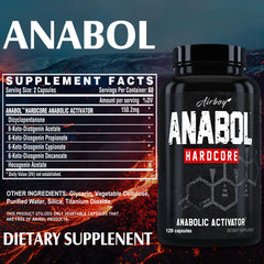 Supplément Anabol Hardcore - Aide à construire les muscles maigres, fermes et de haute qualité, favorise la croissance musculaire - 120 gélules