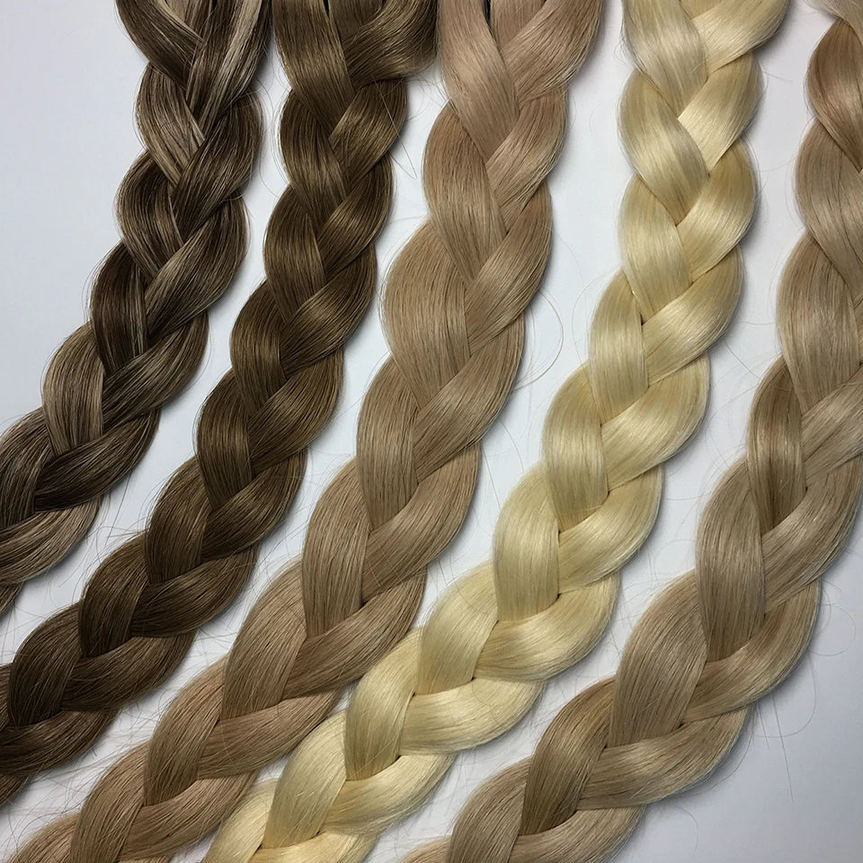 Bande dans les Extensions de cheveux humains droits Extensions adhésives de cheveux brésiliens trame de peau noir brun 100% vrais cheveux humains pour les femmes