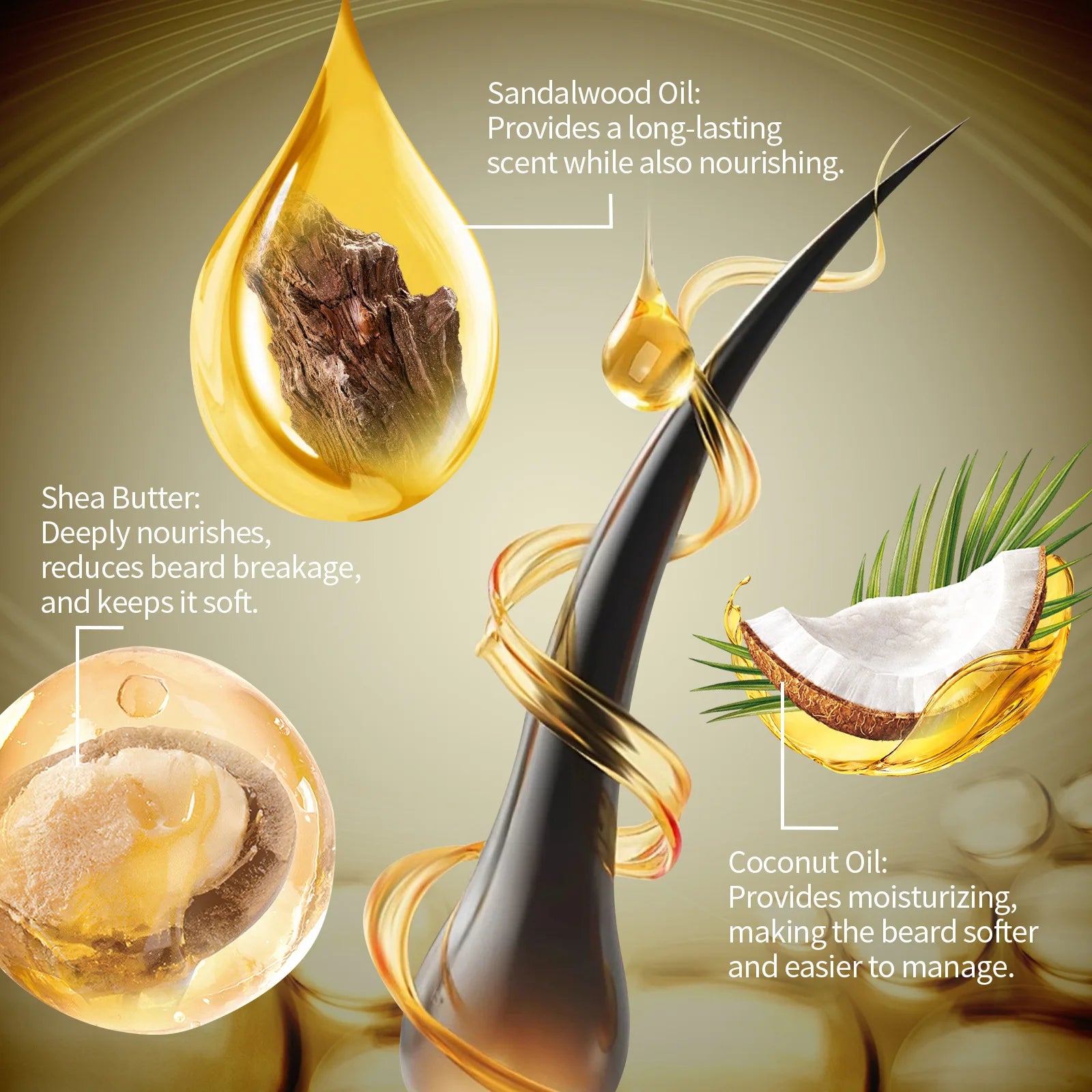 East Moon 1 ensemble hommes bois de santal ensemble de soins de barbe nourrir barbe hydratante barbe propre épaissir barbe style Kit de soins de barbe pour hommes