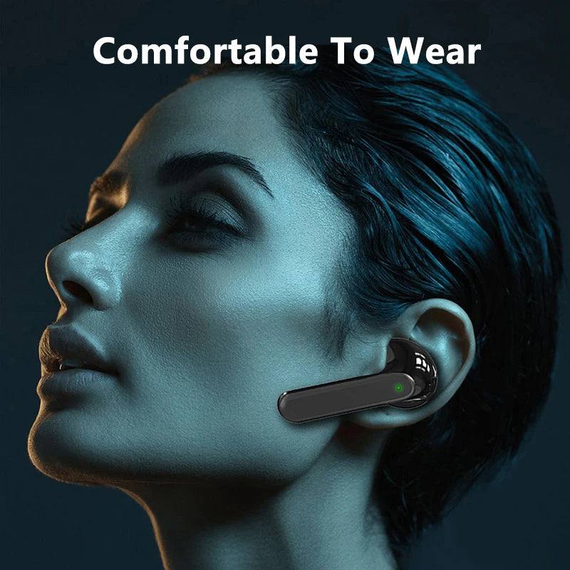 Bluetooth 5.1 casque sans fil écouteur d'affaires avec micro HD appel mains libres rappel de vibrations crochet d'oreille sport conduite casque