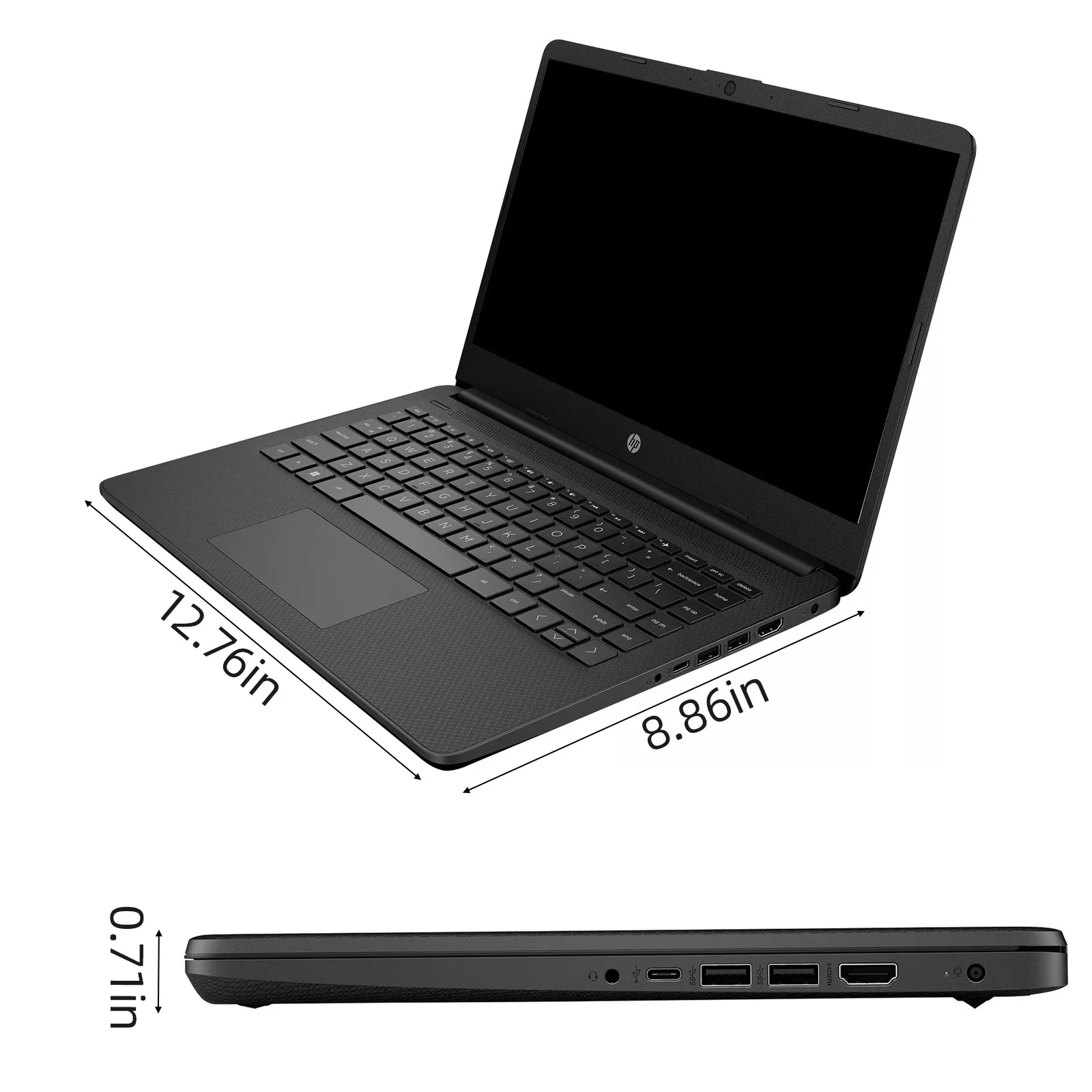 HP-Ordinateur portable professionnel 14 pouces, Intel Celeron N4120,16 Go de RAM,384 Go de stockage (128 Go eMMC + 256 Go de carte SD),1 an Office 365