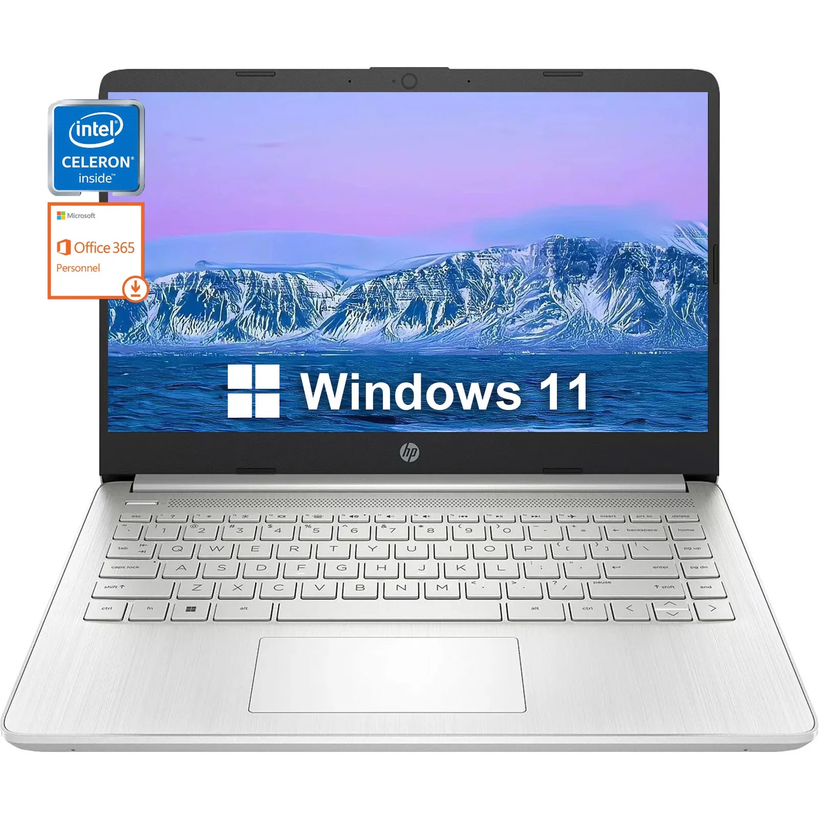 HP plus récent ordinateur portable professionnel 14 pouces, Intel Celeron N4120, jusqu'à 16 Go de RAM, 384 Go de stockage (128 Go d'eMMC + 256 Go Micro SD), 1 Anus Office 365, Argent