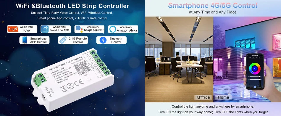 UL 320 Listed COB LED Strip Light, 480 LEDs/m, 16.4 feet of high-density flexible tape, 3000-6500K, RA90, Dimmable LED Lights, DC12V 24V