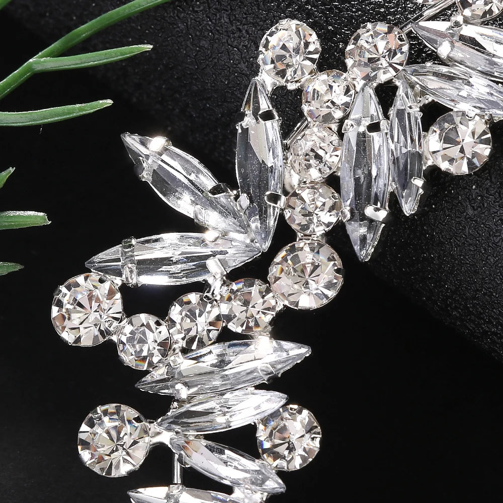 Boucles d'oreilles manchette d'oreille en cristal pour femme, bijoux piercing, esthétique, club, élégant, patients, boho, biscuits, accessoires d'oreille, fiançailles, mode, dame