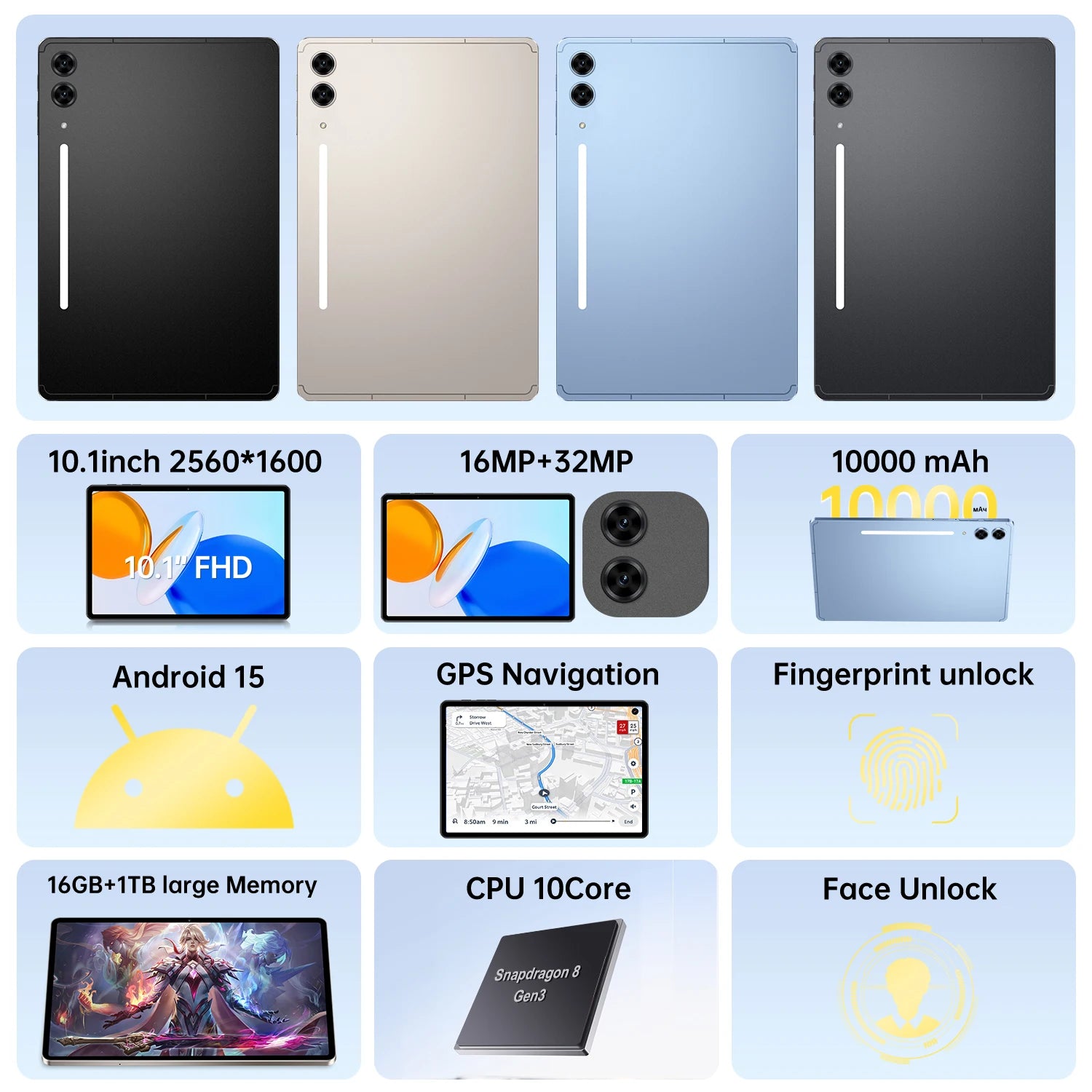 Original Samsung Galaxy Tab S10 Ultra 2025, 10.1-inch High Definition, Android 15, 16GB + 1TB, 10000mAh, Dual 5G