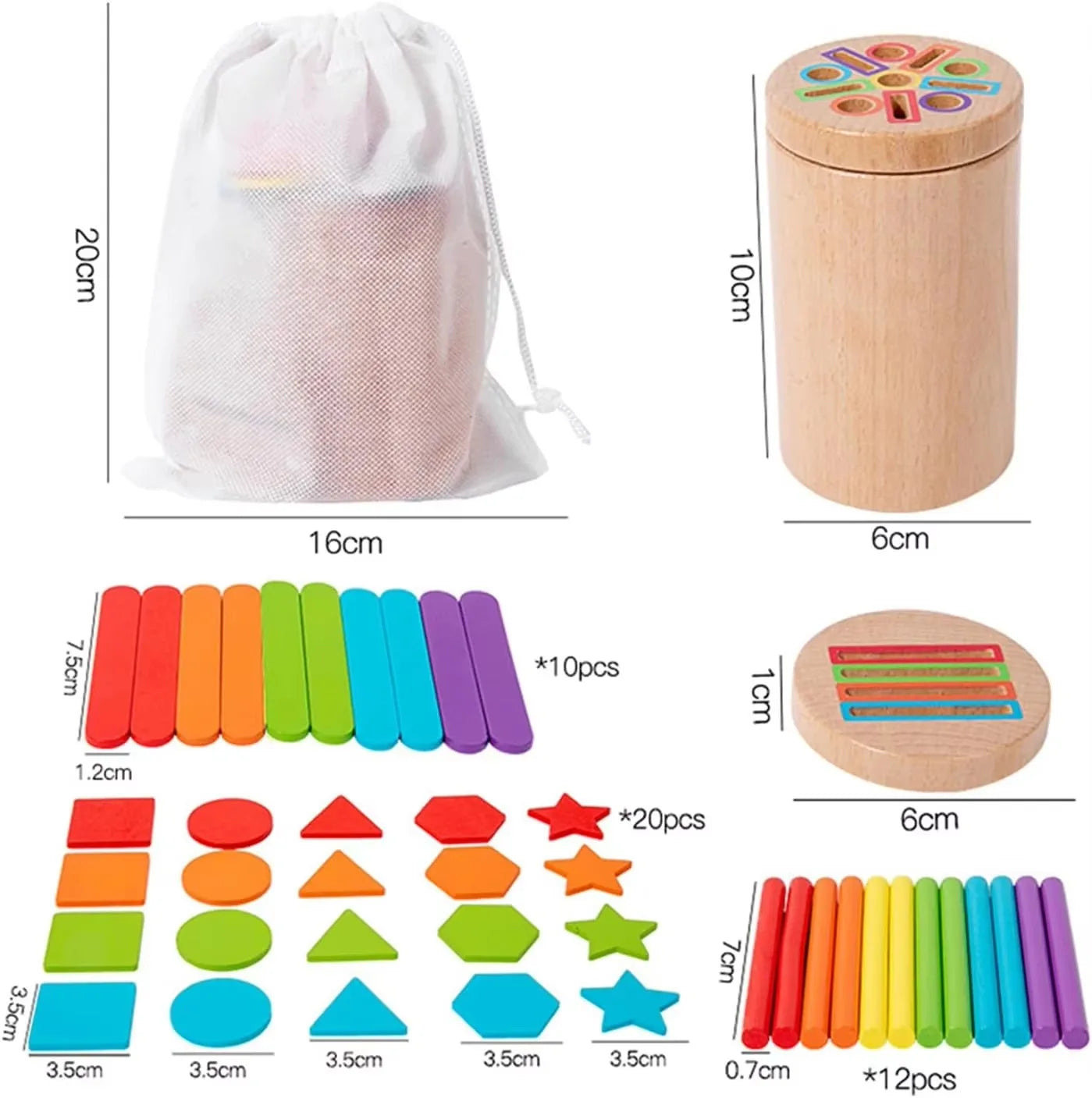 Jouets Montessori pour tout-petits en bois 3 en 1, tasse de tri de couleurs, jouet éducatif précoce, forme assortie, jouet à motricité Fine, Puzzle, cadeaux
