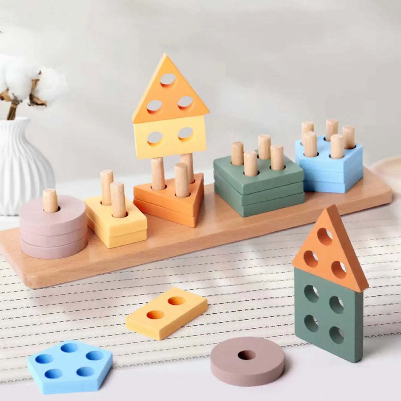 Jouets Montessori pour garçons et filles de 3 à 6 ans, jouets de tri et d'empilage en bois pour bébés et tout-petits
