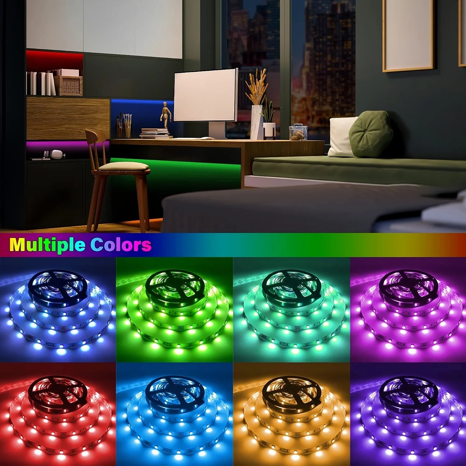 Bande lumineuse LED USB pour la décoration de la chambre, rétroéclairage TV, lampe, ruban à diode, Bluetooth, contrôle d'application, proxy document, RVB 5050, 1-40m