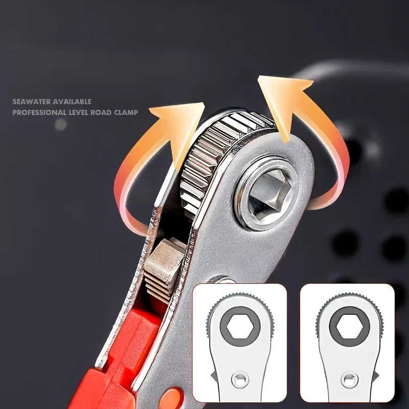 Steel screwdriver with forward/reverse ratchet, right-angle tool for tight spaces, motorcycle and car repair kit
