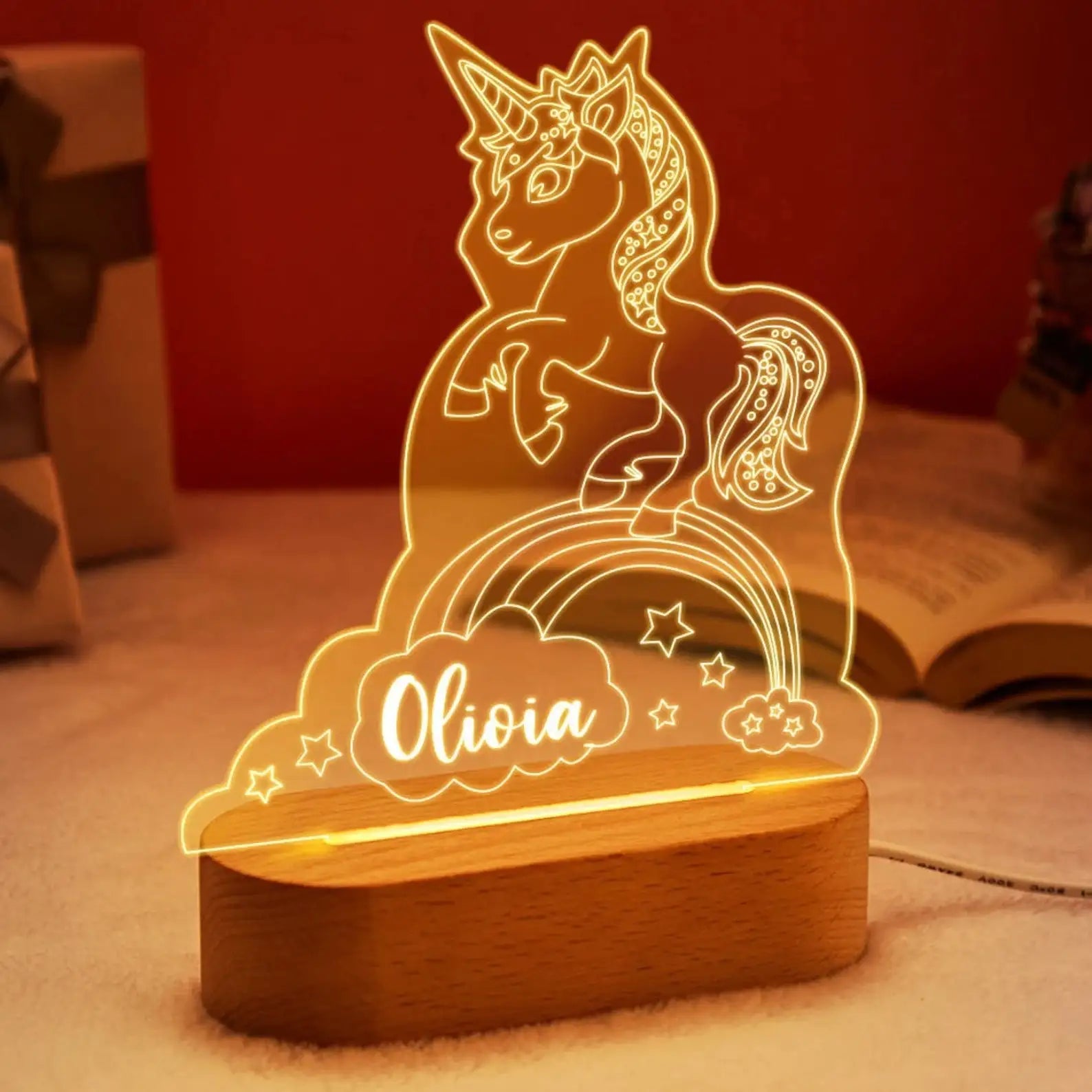 Bébé enfants USB veilleuse personnalisé enfants nom lampe personnalisé pépinière nouveau-né chambre décoration de la maison anniversaire Souvenir cadeau