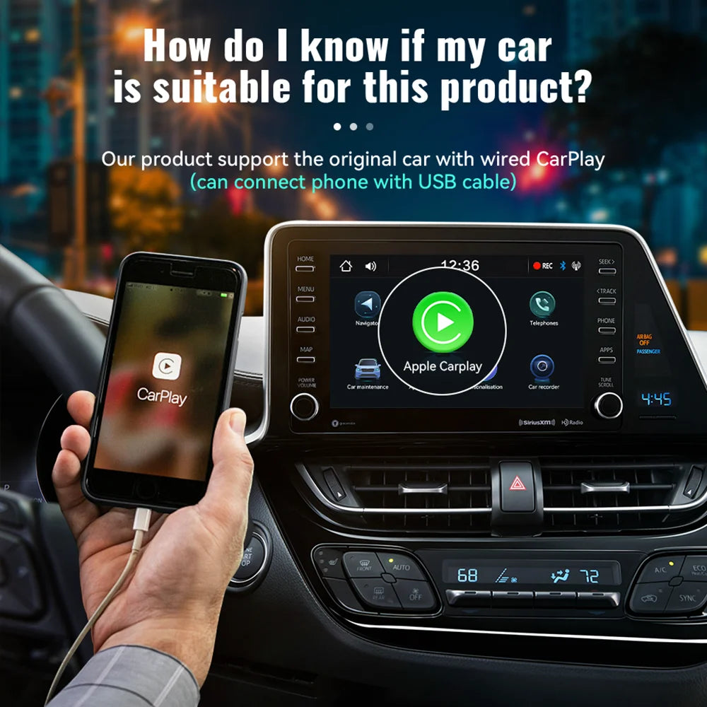 2025 New Android 14 CarPlay Ai Box 4G + 64G Wired to Wireless 3-in-1 Smart Dongle Plug and Play for YouTube Nexflit Wifi Mini Box