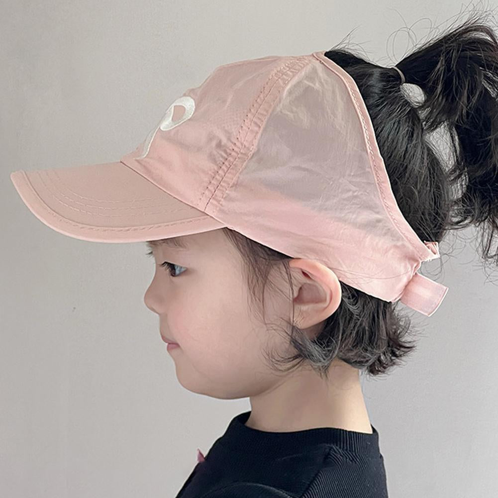 Visière de chapeau de baseball pour enfants mignons, casquette de soleil à nœud papillon imperméable, chapeau à queue de cheval haut pour petites filles, chapeau de plage d'été réglable de 2 à 5 ans