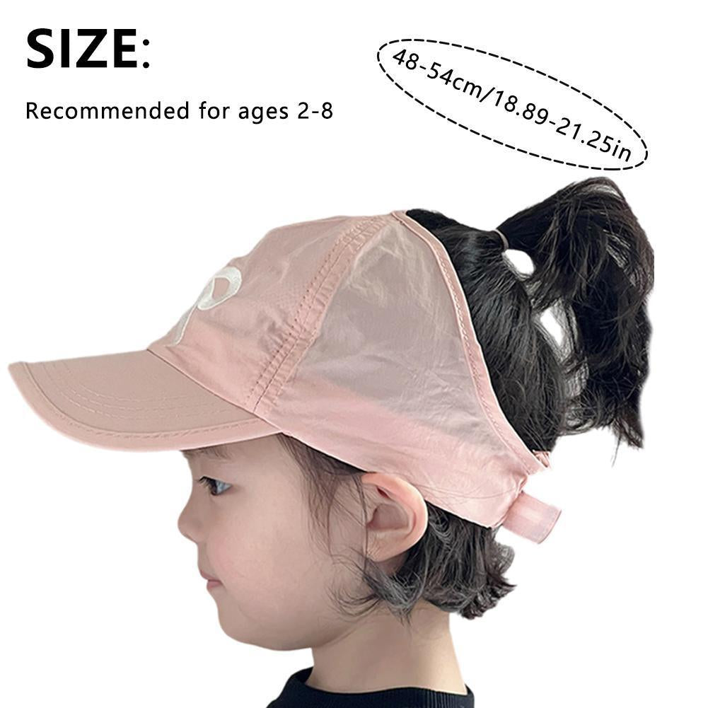 Visière de chapeau de baseball pour enfants mignons, casquette de soleil à nœud papillon imperméable, chapeau à queue de cheval haut pour petites filles, chapeau de plage d'été réglable de 2 à 5 ans