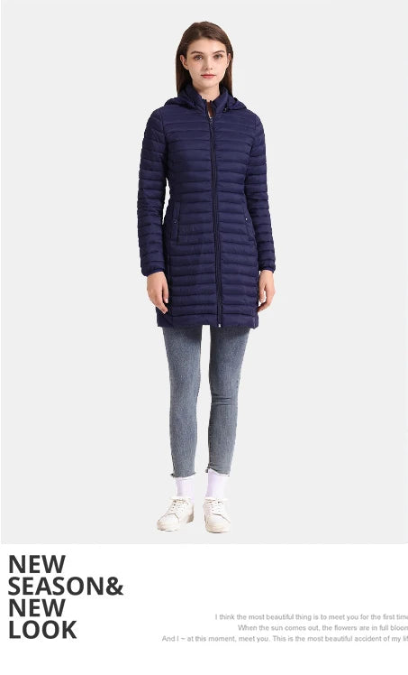 SANTELON hiver femmes ample Long Parka manteau avec capuche amovible femme solide ultraléger Portable chaud rembourré coton vêtements d'extérieur