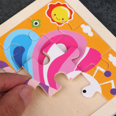 Puzzle en bois de petite taille, jouets Montessori pour bébé, jeu de société 3D, jouets éducatifs, cadeau pour enfants, 9 pièces