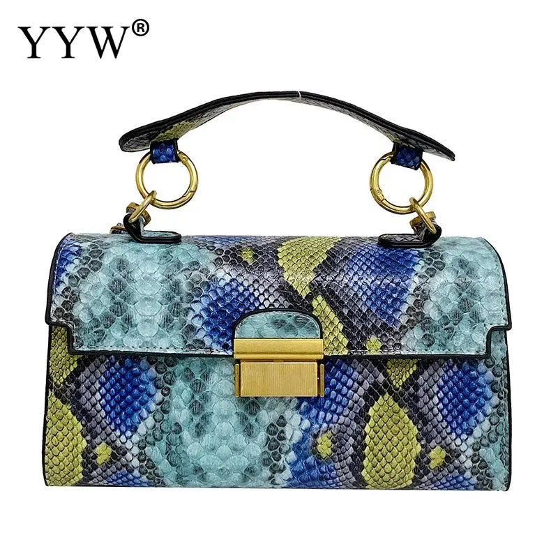 Women's PU leather shoulder bag, snakeskin pattern, square messenger bag, women's tote bag, insider bags, luxury brand, 2023 