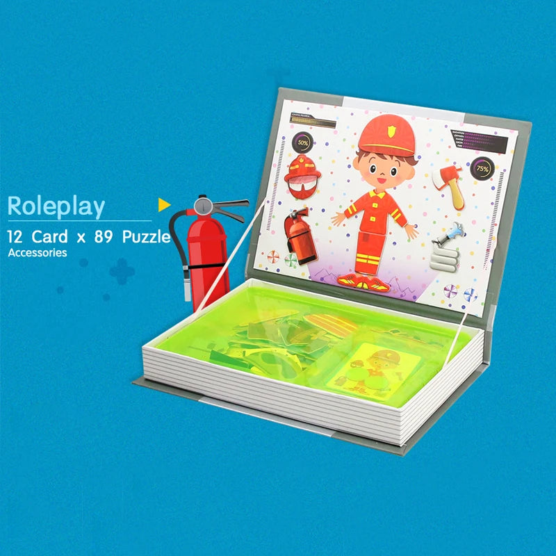 Livre de Puzzle magnétique pour enfants, jouets intelligents 3D, jeux d'entraînement cérébral, jouets éducatifs Montessori, cadeaux pour enfants, jouets de noël