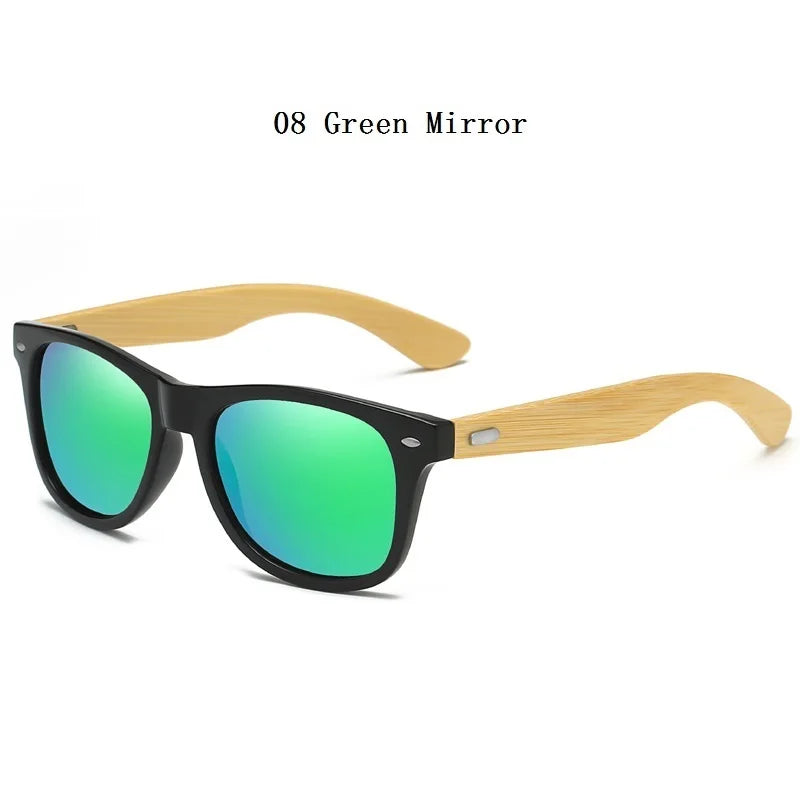 Lunettes de soleil en bois de bambou à la mode pour hommes et femmes, classiques carrées, Vintage, pour la conduite, noires, pour la pêche, UV400