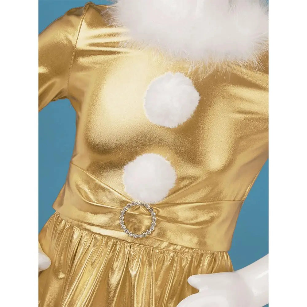 Robes de noël pour filles, vêtements métalliques brillants, à manches longues, Costume de fête de carnaval Cosplay, danse