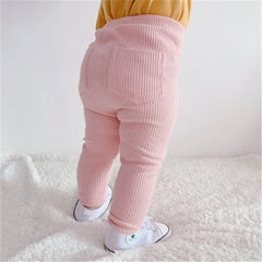 Cotton leggings for baby girls, wide-legged PP pants, spring-autumn fashion, solid-colored long pants for children, new 2024 collection