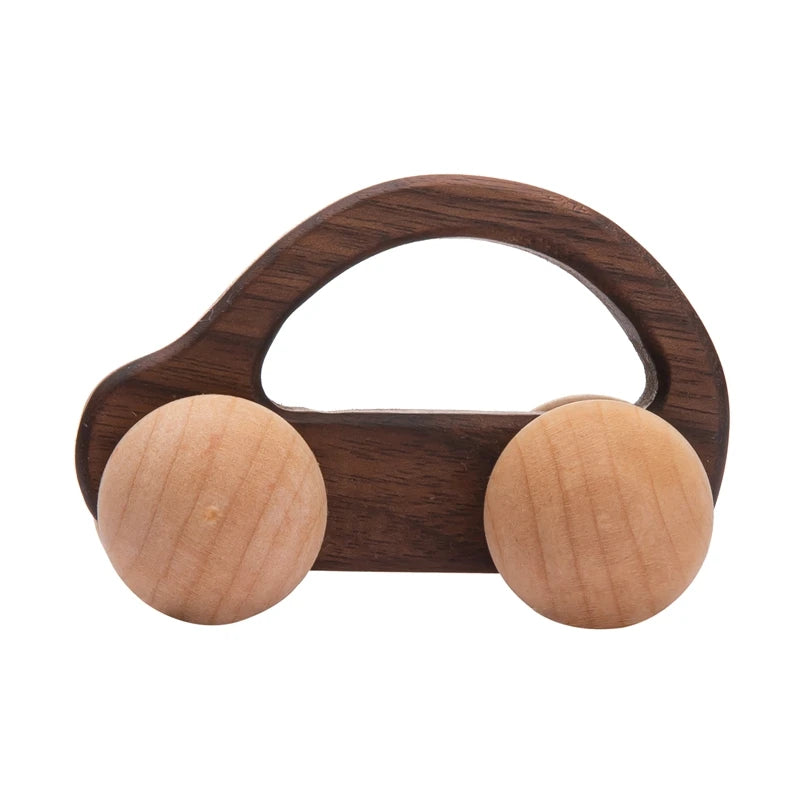 Décennie s de voiture en bois de hêtre pour bébé, jouets de dessin animé, Van dos Montessori, jouets de dentition pour enfants, cadeau d'anniversaire pour nouveau-né