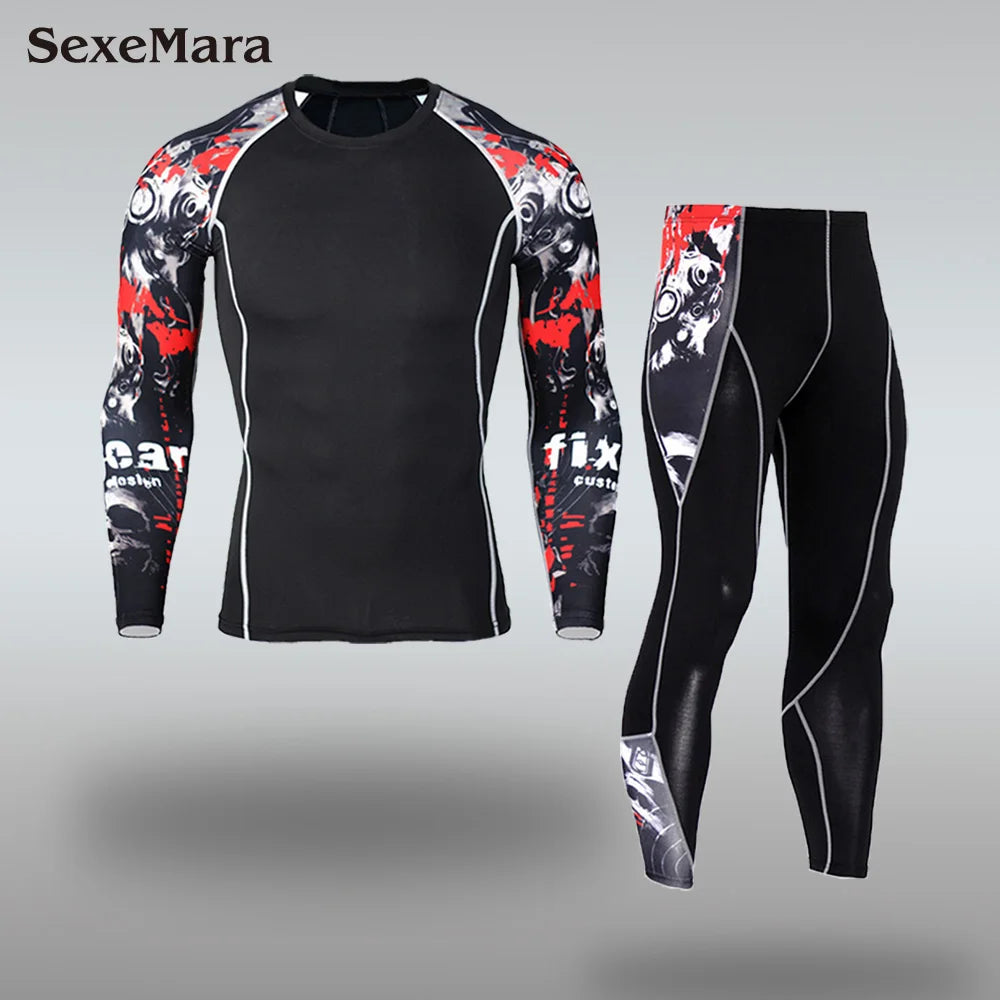 New Men's Thermal Underwear Sets, Compression Sports Suit, Sweat-Wicking, Quick-Drying Thermal Underwear, Men's Long Johns Sets