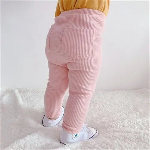 Cotton leggings for baby girls, wide-legged PP pants, spring-autumn fashion, solid-colored long pants for children, new 2024 collection