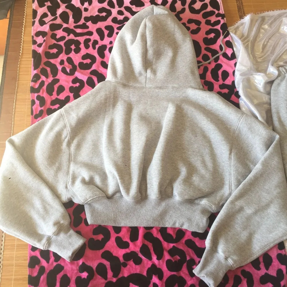 Sweat à capuche Smile avec pantalon de jogging pour femme, ensemble 2 pièces, tenue de sport décontractée, survêtement monochrome, imbibé de sueur, vente en gros, automne et hiver