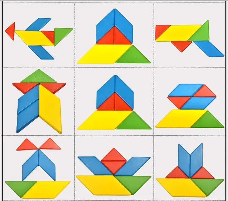 Planche en bois Puzzle enfants éducatif mathématiques Tangram Puzzles jeu jouets pour adultes enfants