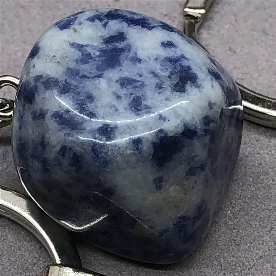 17 Types de pierre naturelle avec accessoires pendentif porte-clés en acier inoxydable