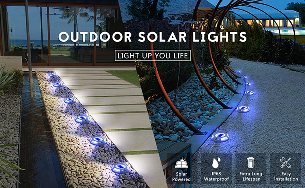 Outdoor LED solar light, waterproof, decorative outdoor lighting, ideal for a garden, stairs, patio, driveway, courtyard, dock or road, solar stud