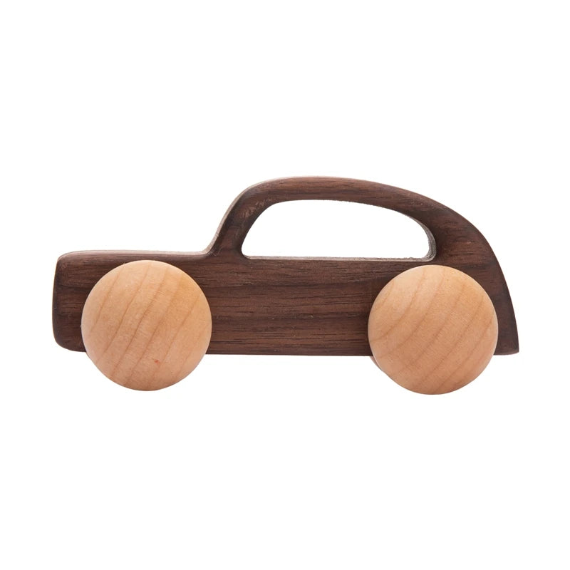 Décennie s de voiture en bois de hêtre pour bébé, jouets de dessin animé, Van dos Montessori, jouets de dentition pour enfants, cadeau d'anniversaire pour nouveau-né