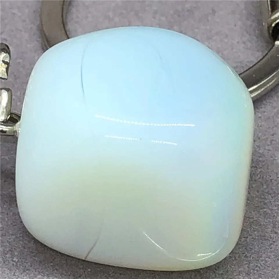 17 Types de pierre naturelle avec accessoires pendentif porte-clés en acier inoxydable