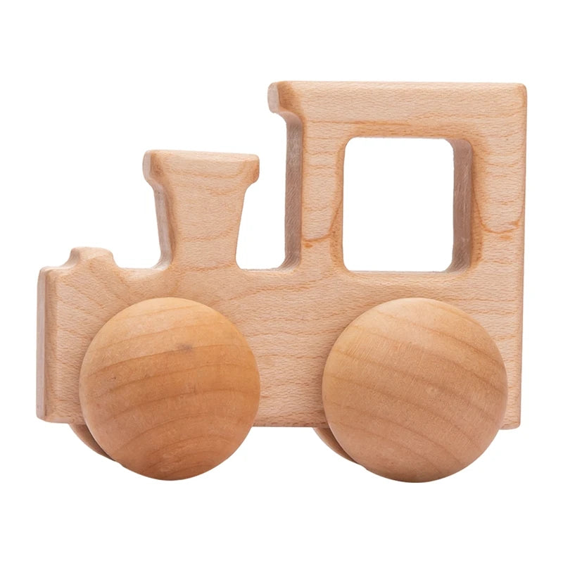Décennie s de voiture en bois de hêtre pour bébé, jouets de dessin animé, Van dos Montessori, jouets de dentition pour enfants, cadeau d'anniversaire pour nouveau-né
