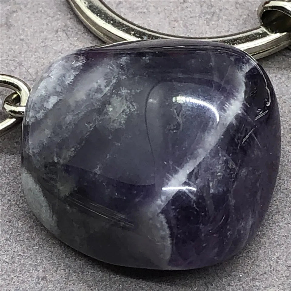 17 Types de pierre naturelle avec accessoires pendentif porte-clés en acier inoxydable
