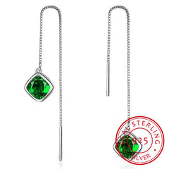 Boucles d'oreilles à géométrie élégante, émeraude, rubis, argent 925, bijoux simples, pierres précieuses, accessoire pour femmes, vente en gros