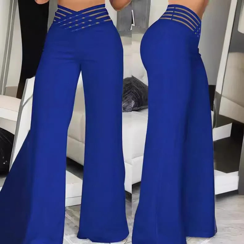 Boutique Wholesale 2024 Summer New Fashionable Temperament Commuting High Waist Casual Wide Leg Women's Pants
