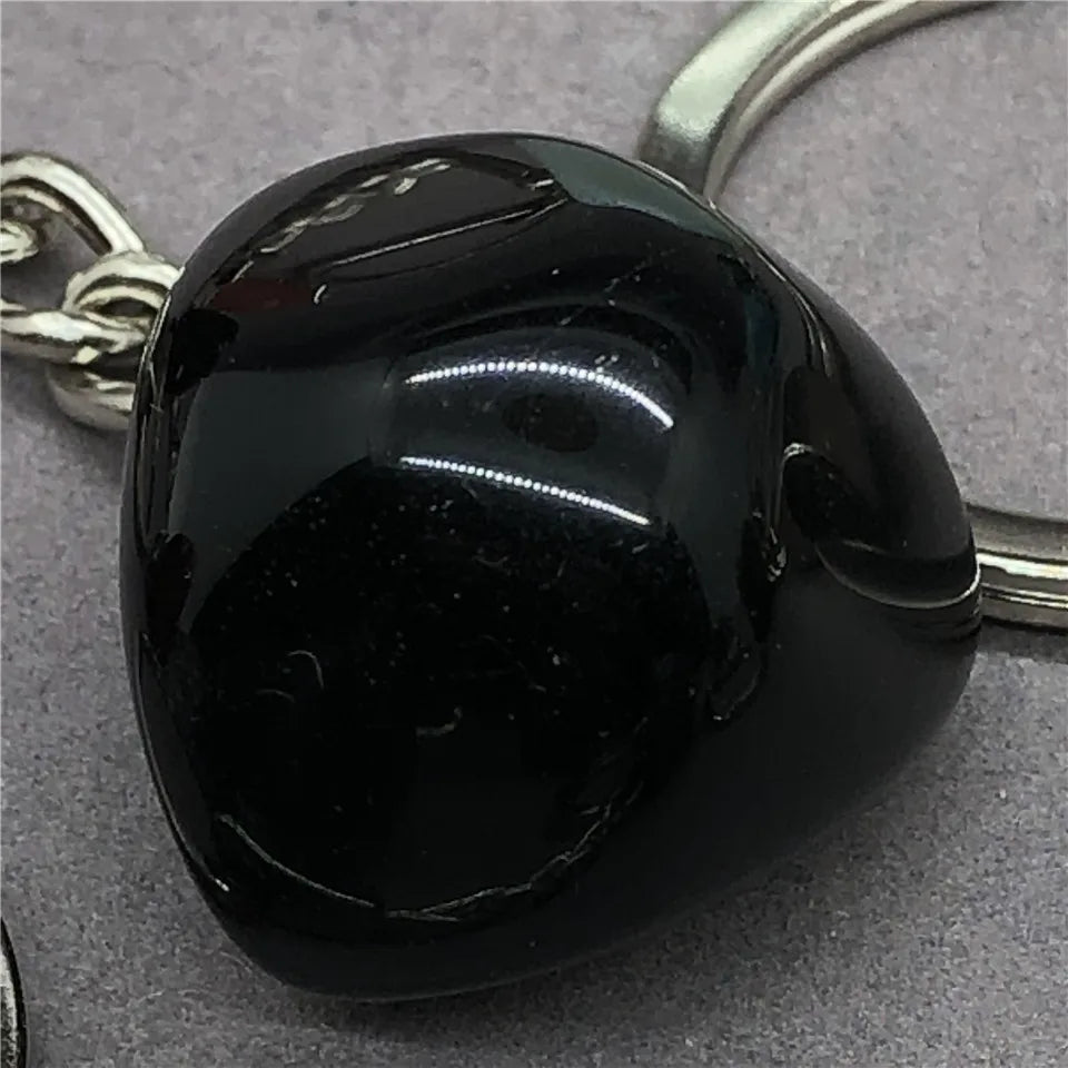 17 Types de pierre naturelle avec accessoires pendentif porte-clés en acier inoxydable