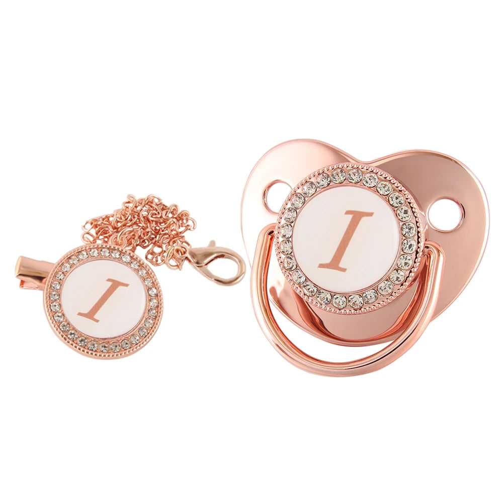 26 lettres bébé attache-sucette or Rose Bling porte-sucette Silicone sucette mamelon factice bébé douche cadeaux
