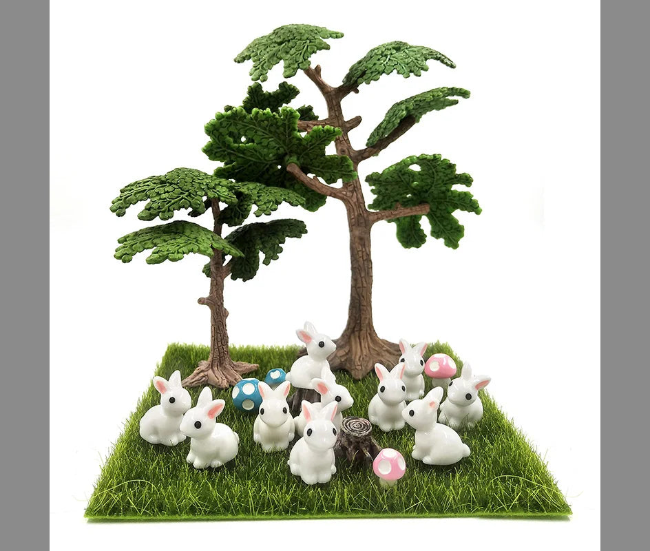 Figurine de pâques de noël, lapin blanc, carotte, bricolage, décor de chambre Kawaii, accessoires de décoration de jardin féerique miniatures modernes