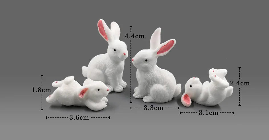 Figurine de pâques de noël, lapin blanc, carotte, bricolage, décor de chambre Kawaii, accessoires de décoration de jardin féerique miniatures modernes