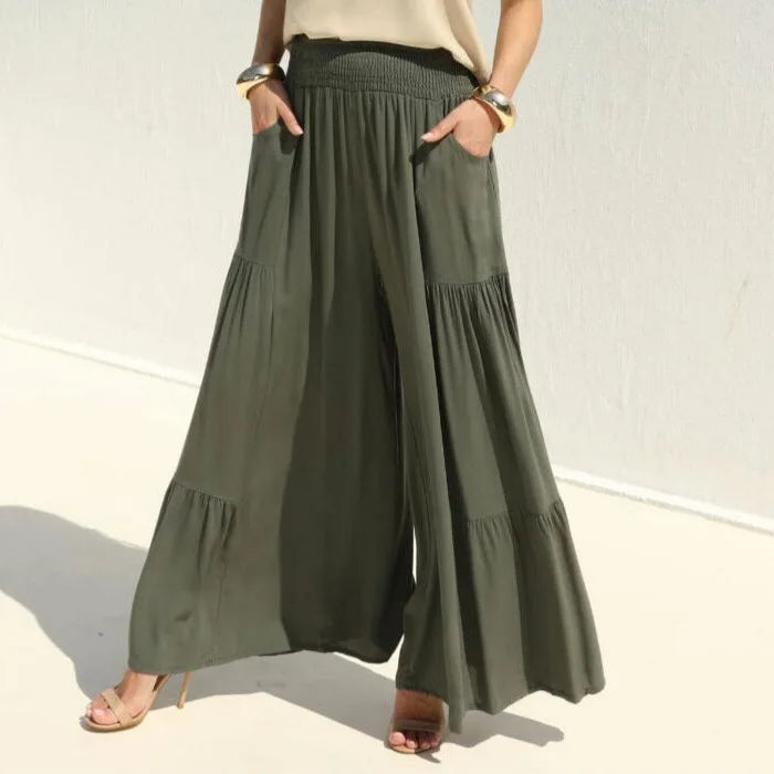 Boutique Wholesale 2024 Summer New Fashionable Solid Color Casual Loose Wide Leg Women's Pants
