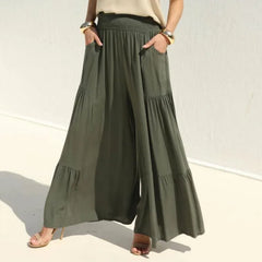 Boutique Wholesale 2024 Summer New Fashionable Solid Color Casual Loose Wide Leg Women's Pants