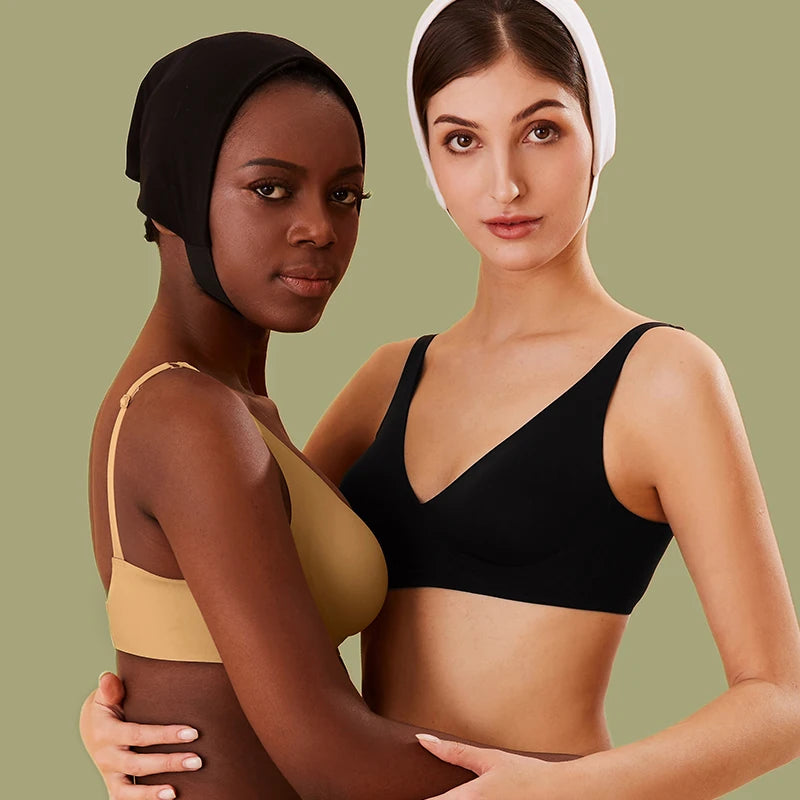 Femmes Latex soutien-gorge sous-vêtements sans couture Sexy brassières femme sans fil soutiens-gorge doux femme intimes Lingerie grande taille Bralette S-XL