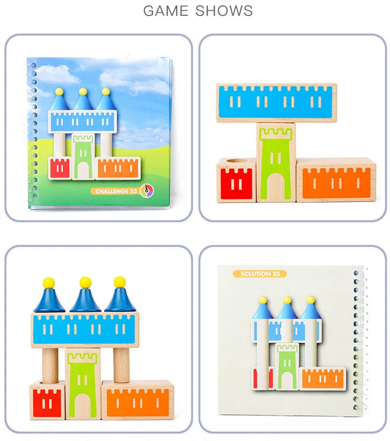 Puzzle en bois Montessori pour enfants, château de rêve changeant de bois, bloc de construction, jeu d'entraînement IQ, cadeau de pensée logique, jouets pour enfants