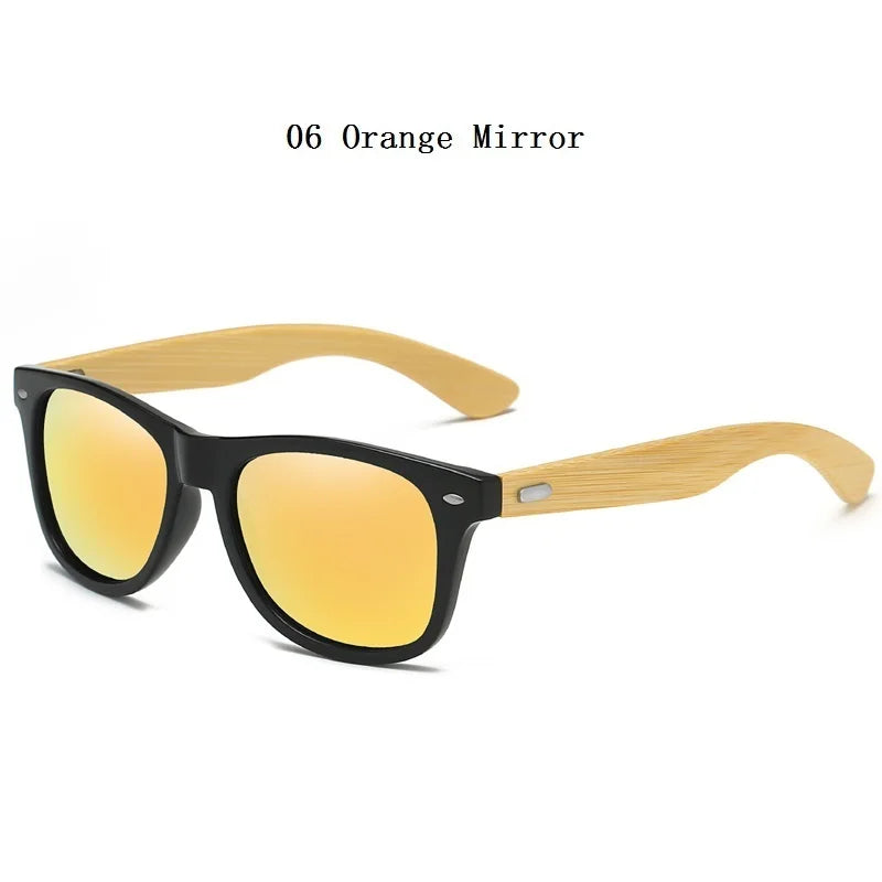 Lunettes de soleil en bois de bambou à la mode pour hommes et femmes, classiques carrées, Vintage, pour la conduite, noires, pour la pêche, UV400